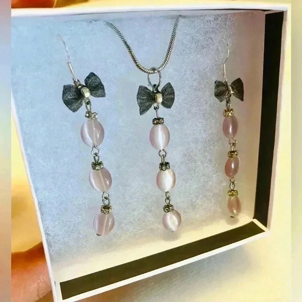 💥VINTAGE HAND MADE IN GEORGIA 🇬🇪  TBILISI 💥JEWELRY SET WITH LAVENDER QUARTZ - Picture 11 of 11